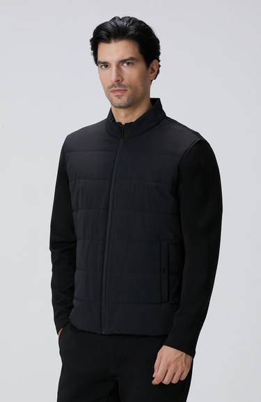  Network Erkek Siyah Triko Kollu Mont