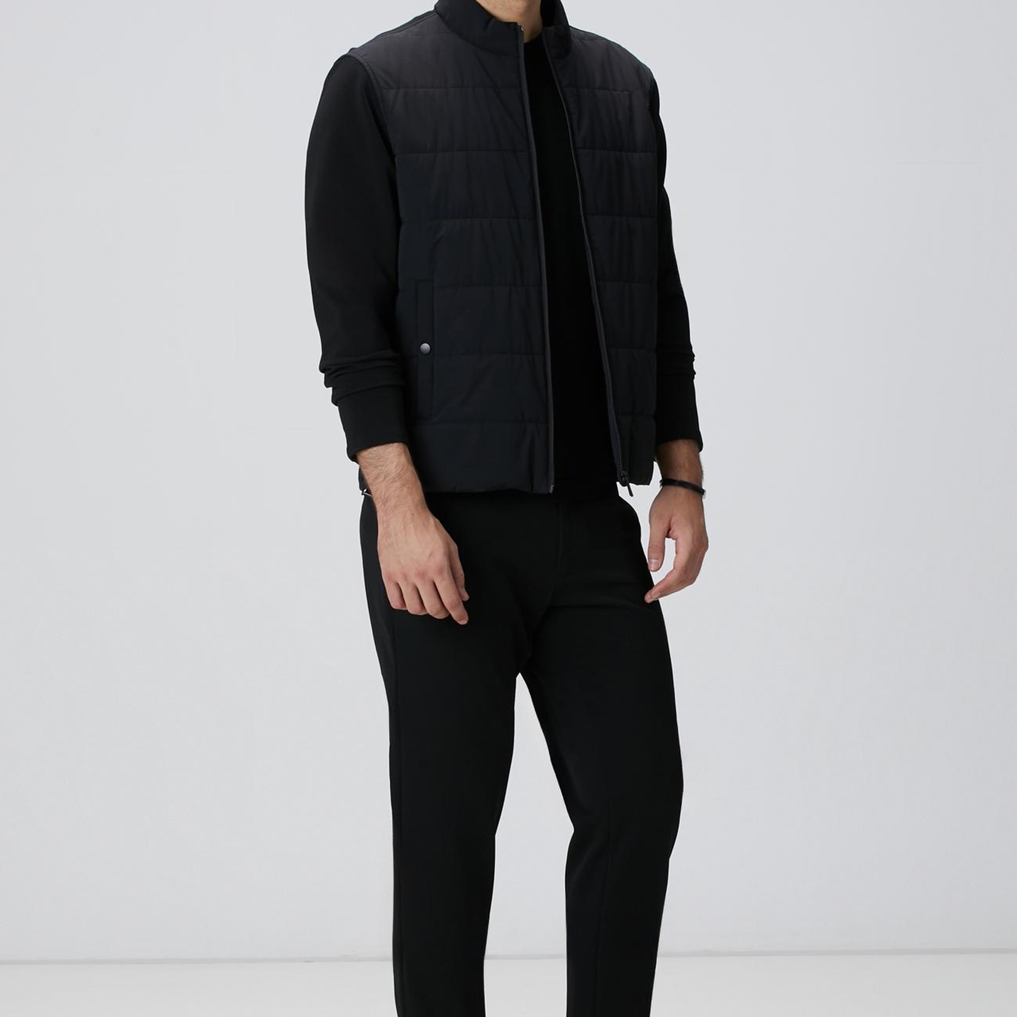 Network Erkek Siyah Triko Kollu Mont