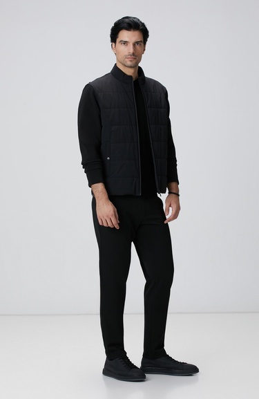  Network Erkek Siyah Triko Kollu Mont