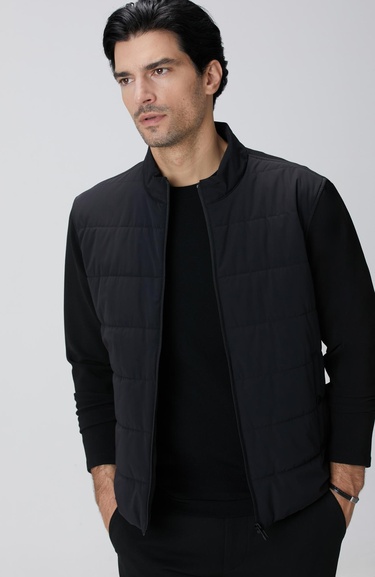  Network Erkek Siyah Triko Kollu Mont