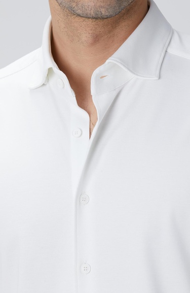  Network Erkek N-Tech Beyaz Fermuarlı Örme Gömlek