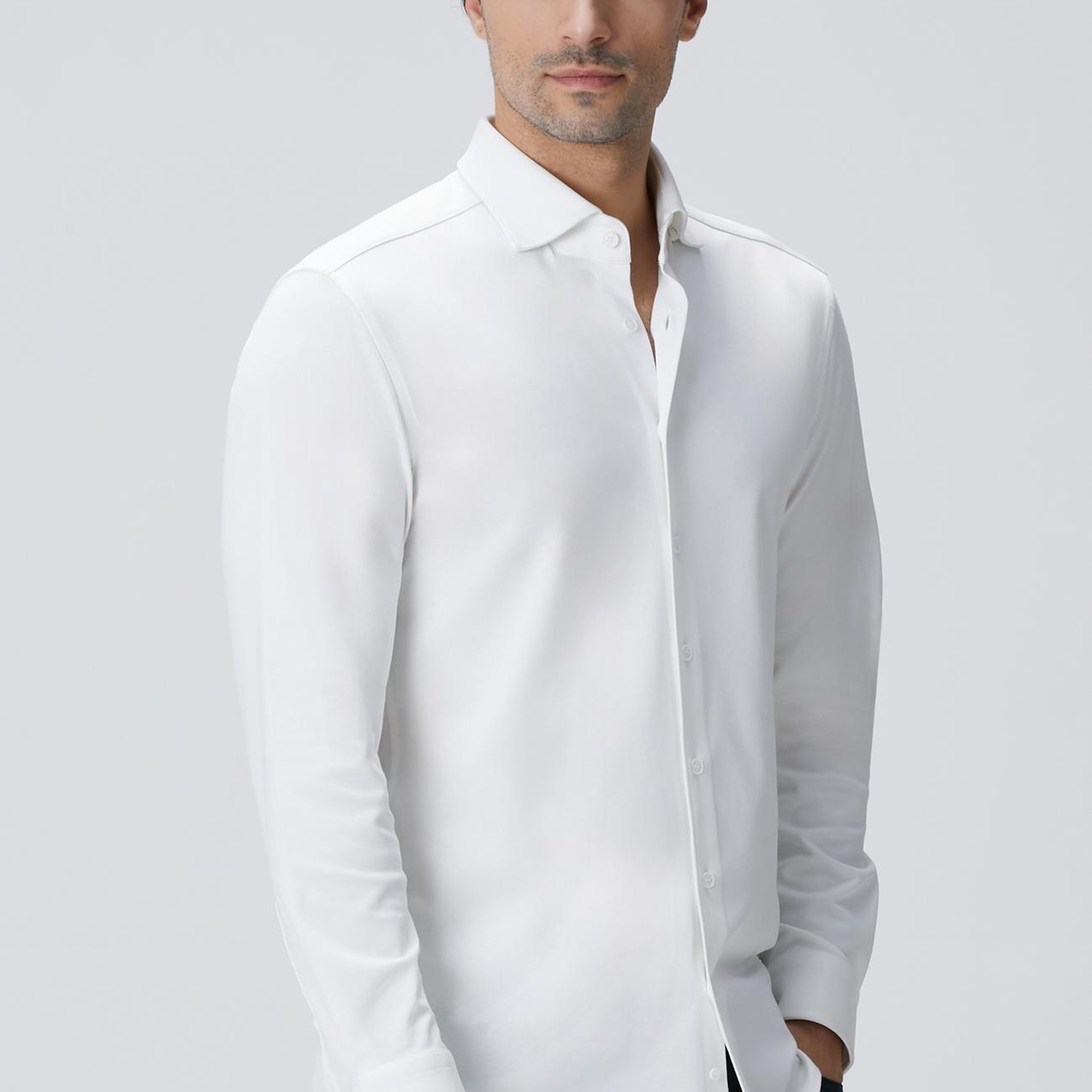 Network Erkek N-Tech Beyaz Fermuarlı Örme Gömlek