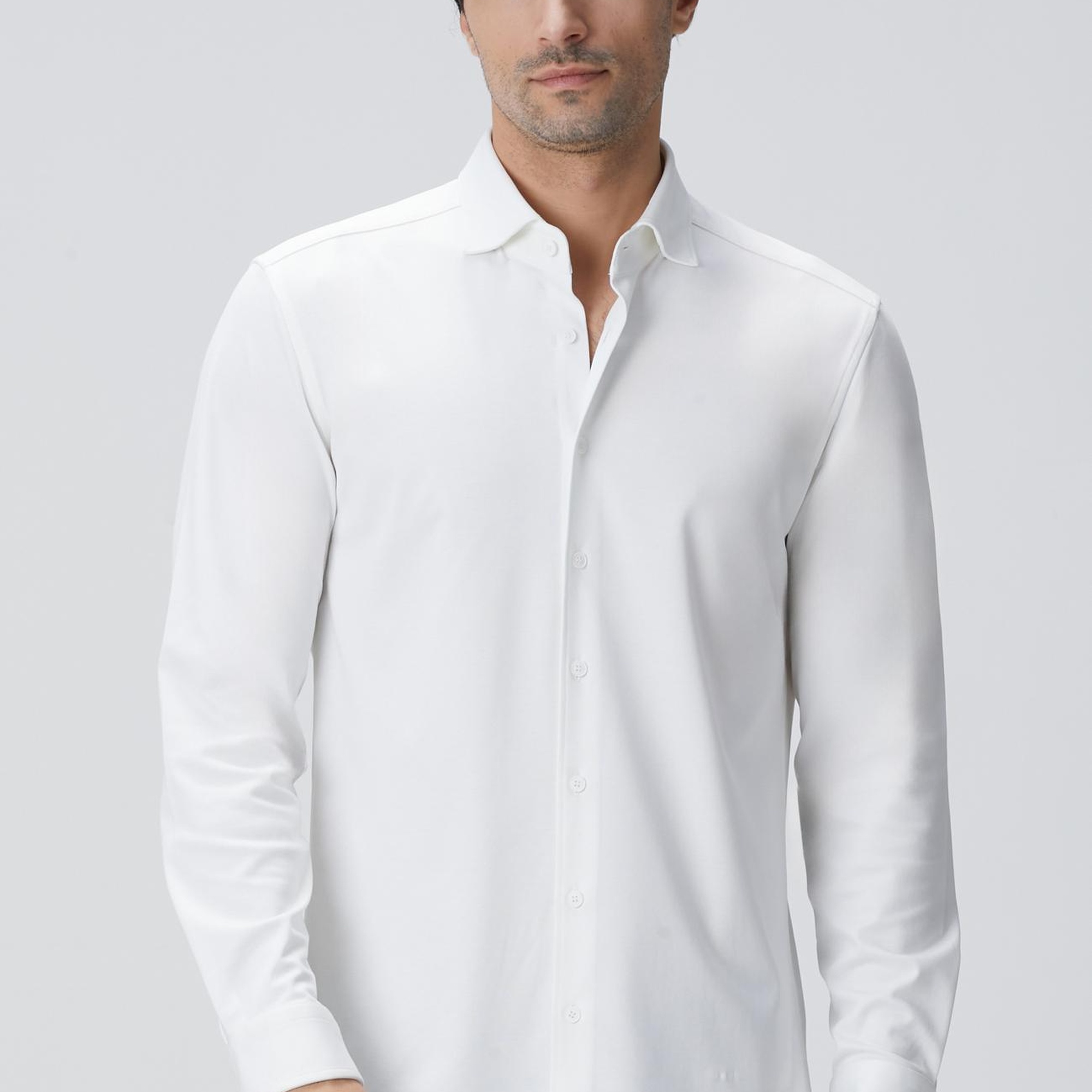 Network Erkek N-Tech Beyaz Fermuarlı Örme Gömlek