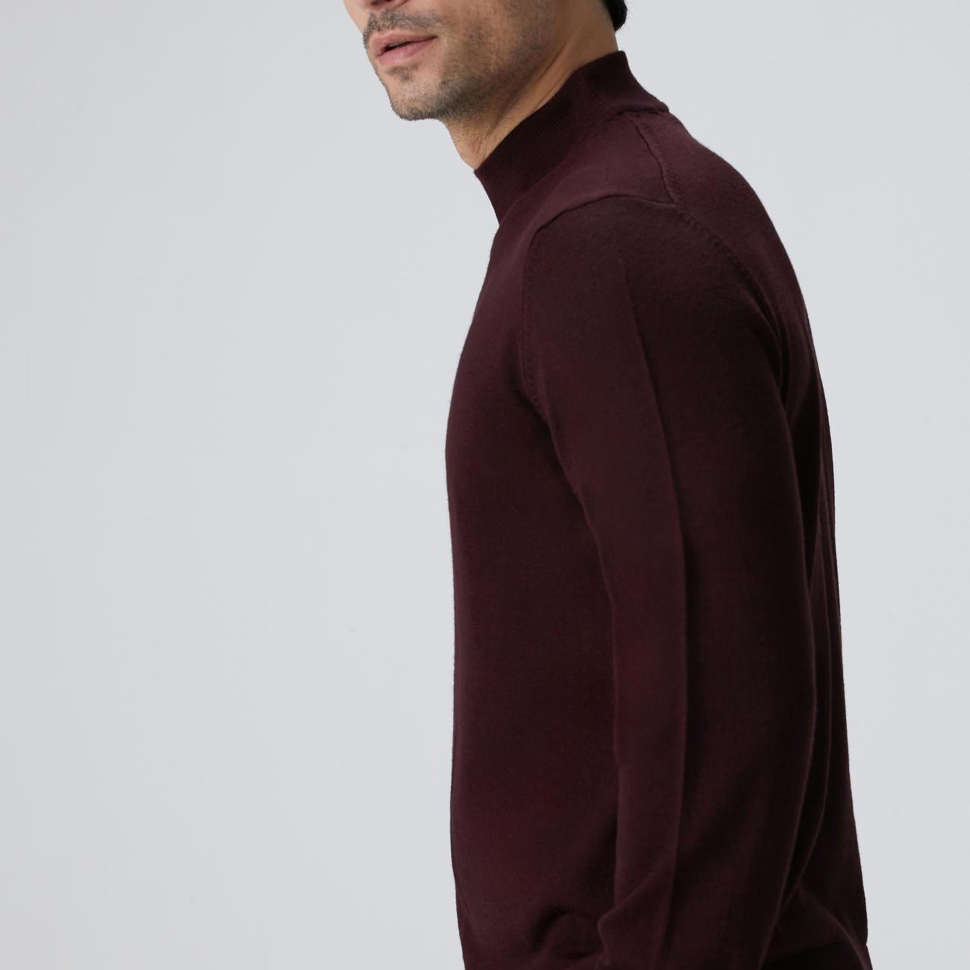 Network Erkek Bordo Yün Karışımlı Kazak