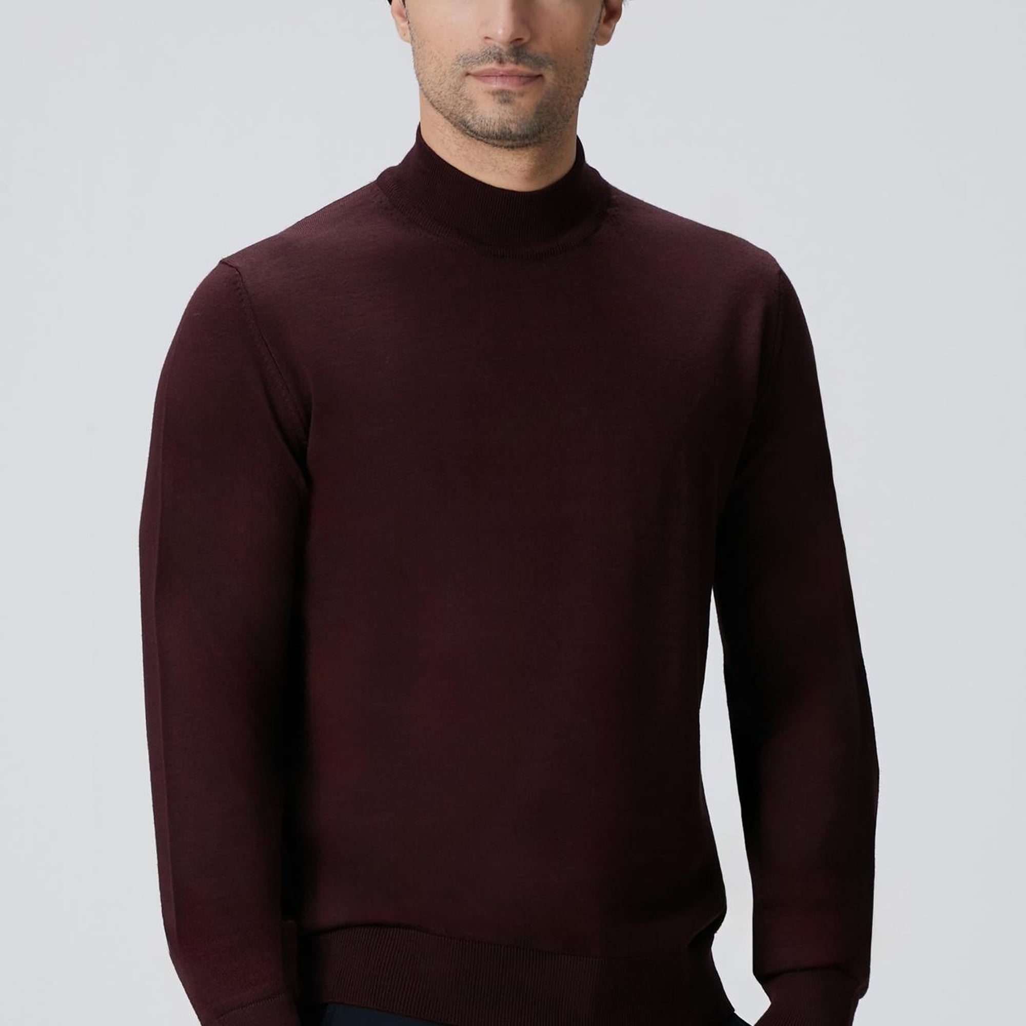 Network Erkek Bordo Yün Karışımlı Kazak