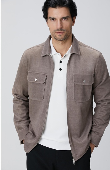  Network Erkek Vizon Süet Görünümlü Dış Gömlek