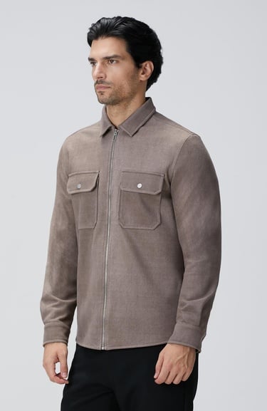  Network Erkek Vizon Süet Görünümlü Dış Gömlek