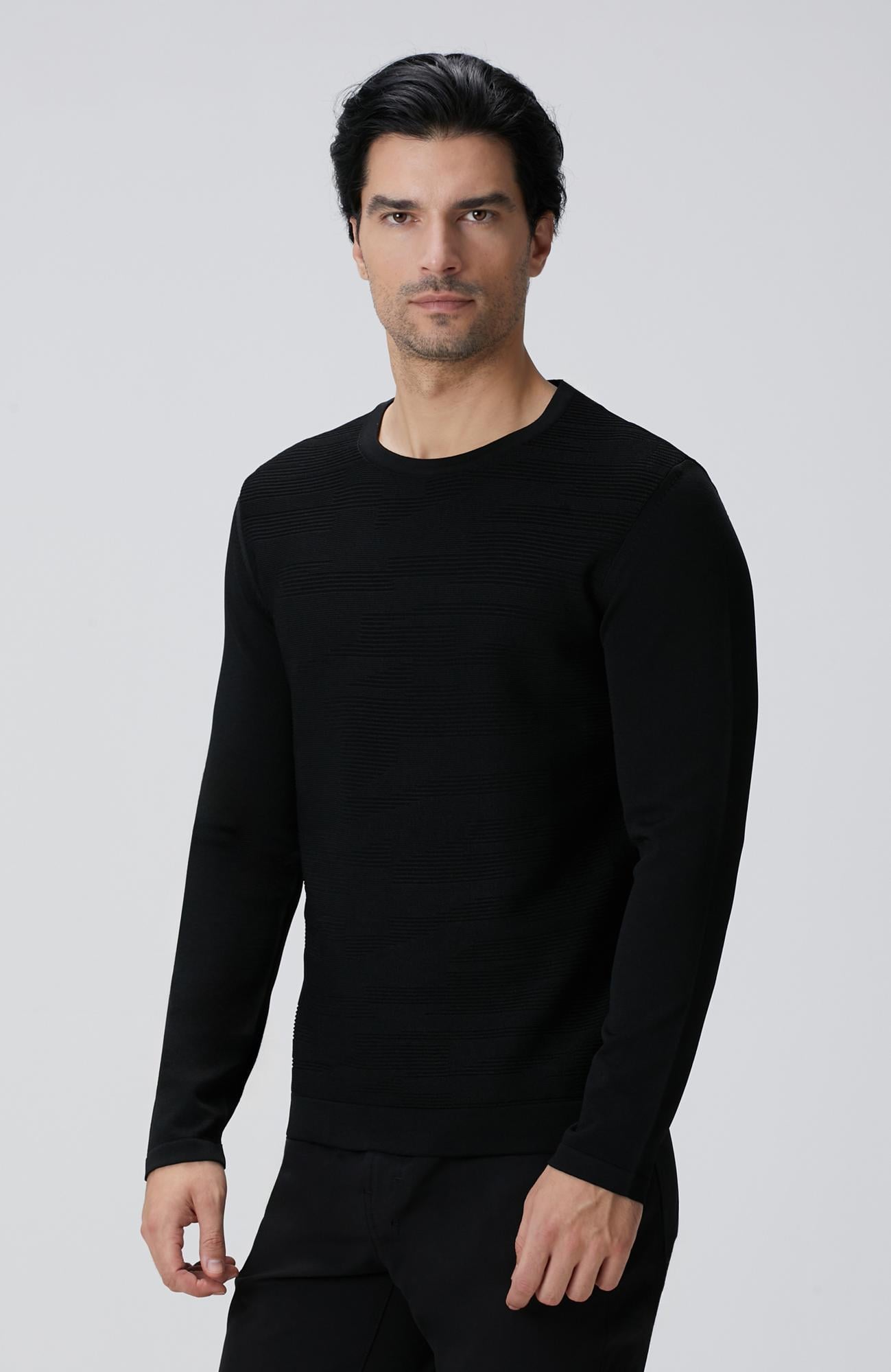  Network Erkek N-Tech Siyah Jakarlı Kazak