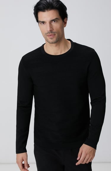  Network Erkek N-Tech Siyah Jakarlı Kazak