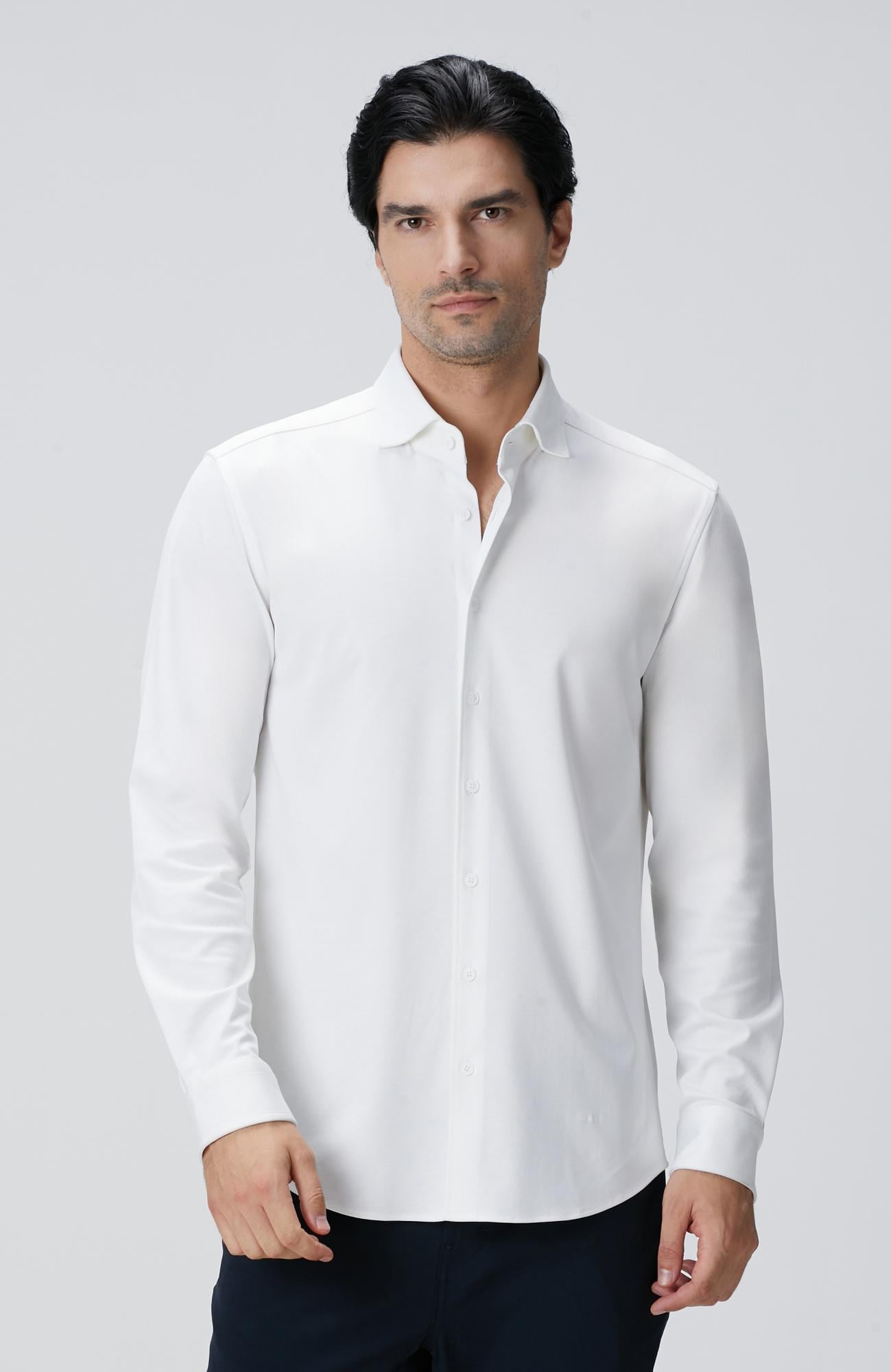  Network Erkek Beyaz N-Tech Fermuarlı Örme Gömlek