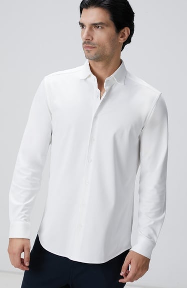  Network Erkek Beyaz N-Tech Fermuarlı Örme Gömlek