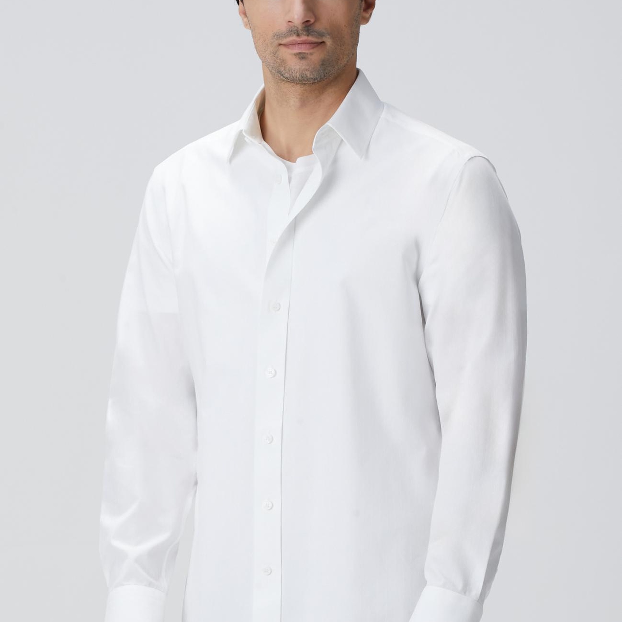 Network Erkek Beyaz Çizgi Desenli Non-Iron Gömlek