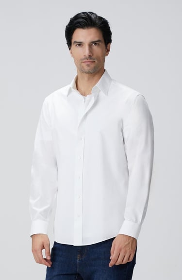  Network Erkek Beyaz Çizgi Desenli Non-Iron Gömlek