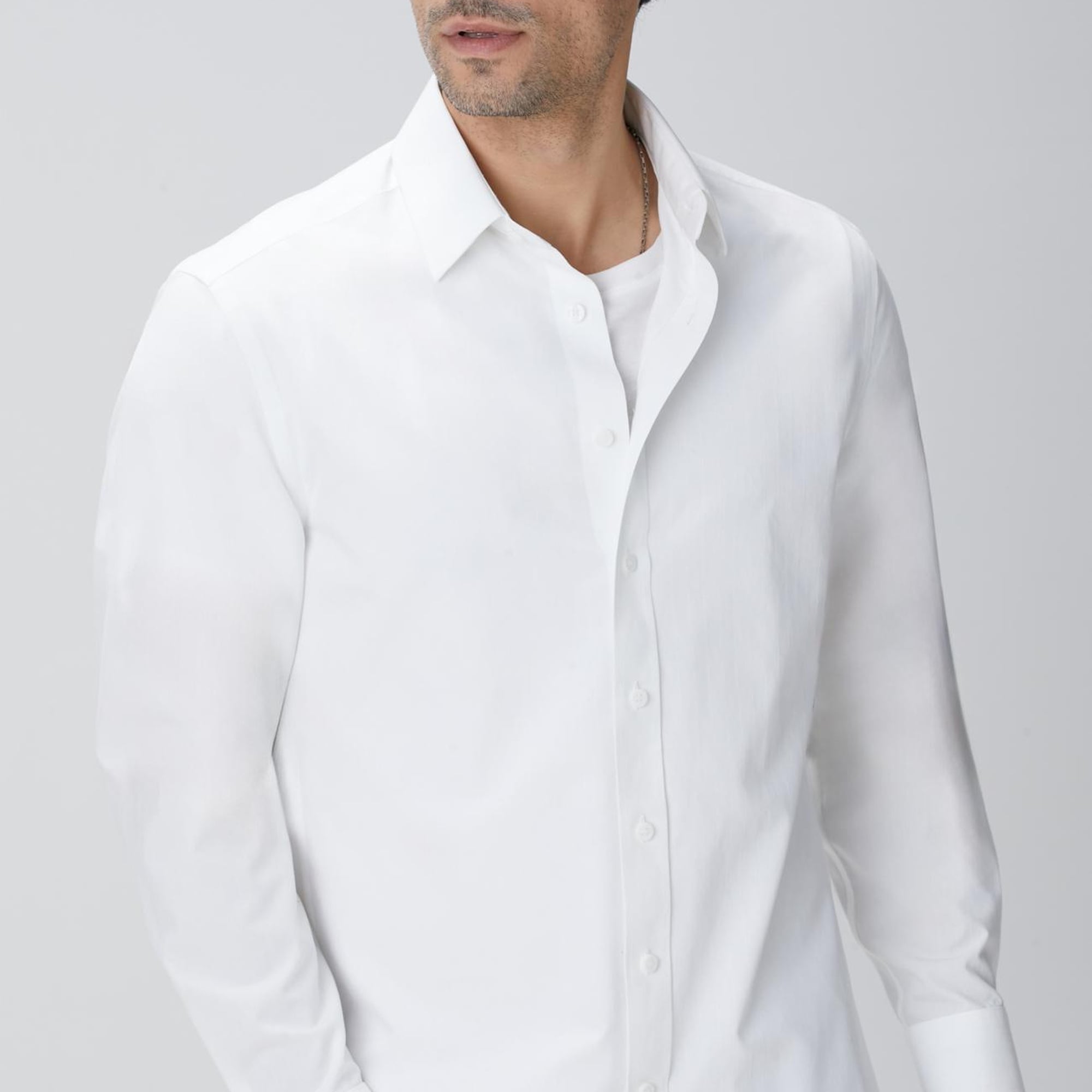 Network Erkek Beyaz Çizgi Desenli Non-Iron Gömlek