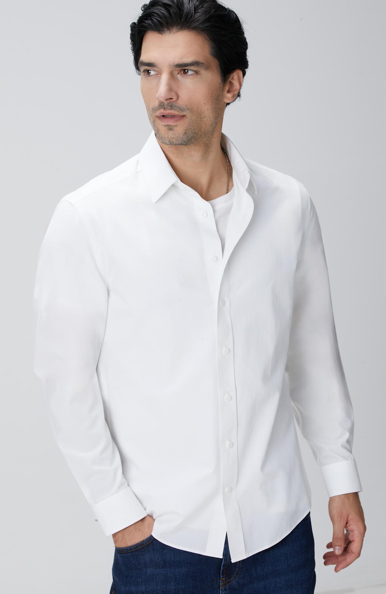  Network Erkek Beyaz Çizgi Desenli Non-Iron Gömlek