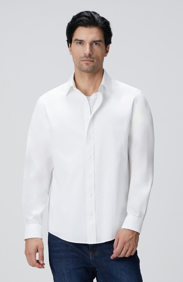  Network Erkek Beyaz Çizgi Desenli Non-Iron Gömlek