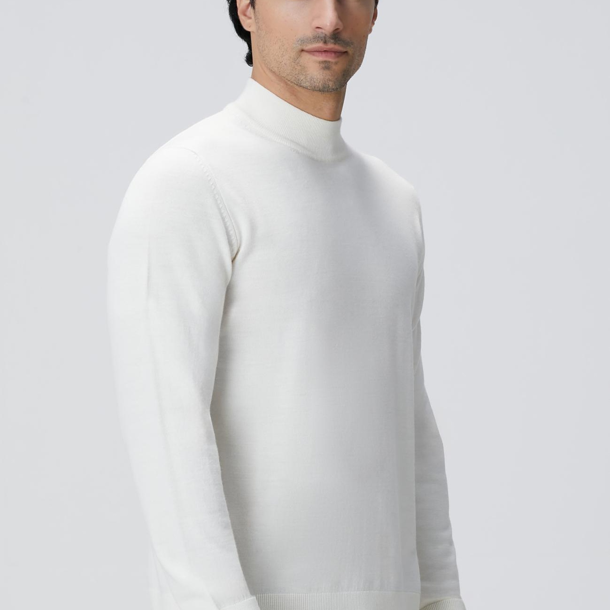 Network Erkek Beyaz Yün Karışımlı Kazak