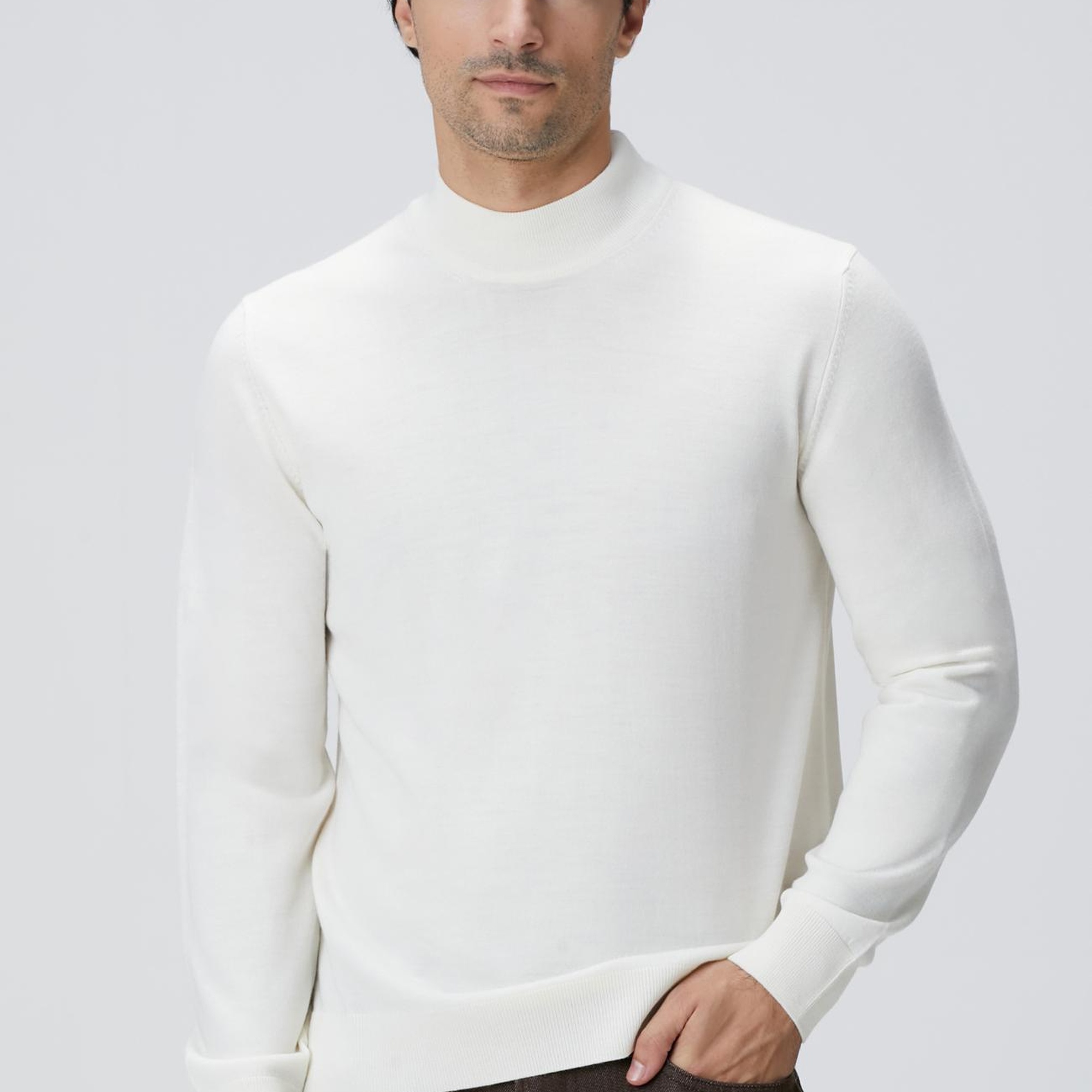 Network Erkek Beyaz Yün Karışımlı Kazak