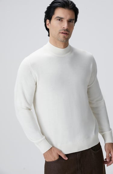  Network Erkek Beyaz Yün Karışımlı Kazak