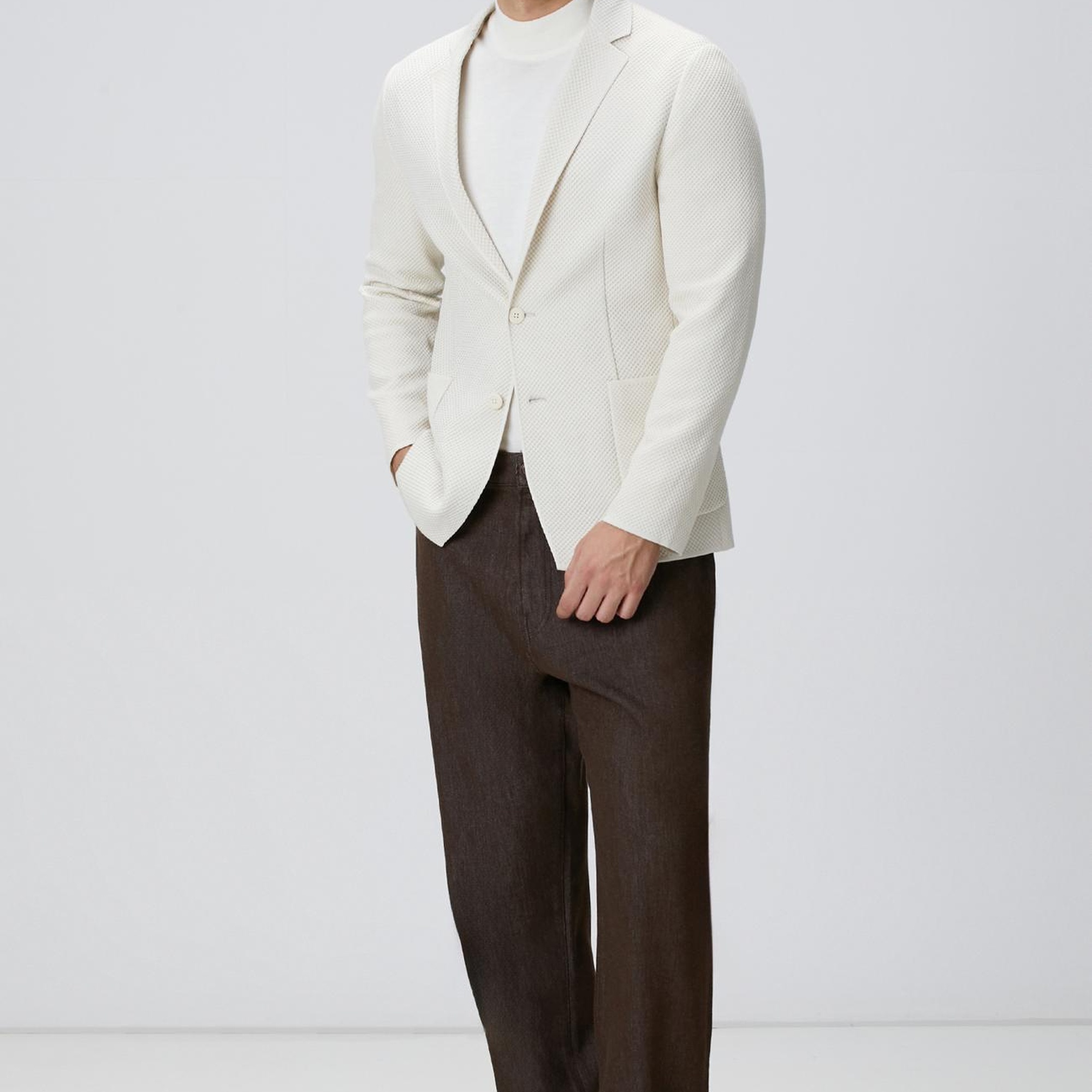 Network Erkek Beyaz Yün Karışımlı Kazak