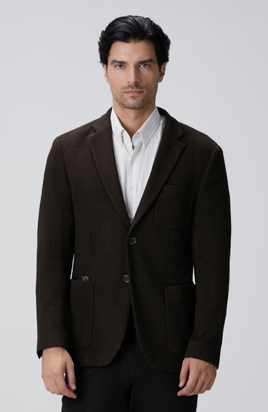  Network Erkek Kahverengi Yün Karışımlı Ceket