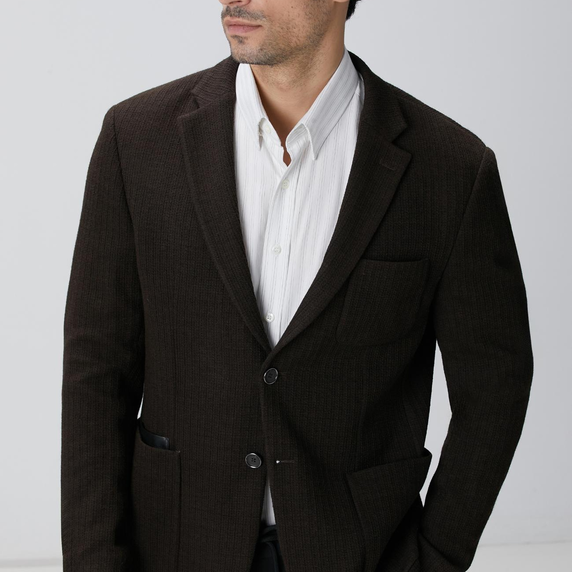 Network Erkek Kahverengi Yün Karışımlı Ceket