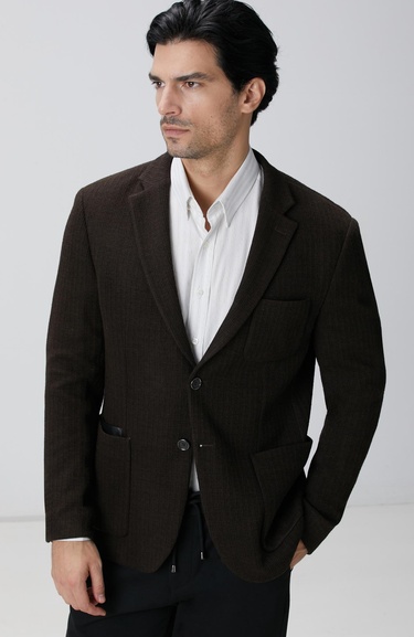  Network Erkek Kahverengi Yün Karışımlı Ceket