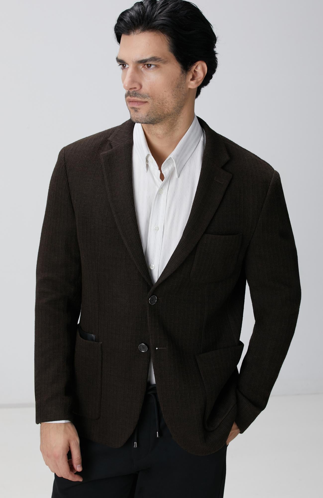  Network Erkek Kahverengi Yün Karışımlı Ceket