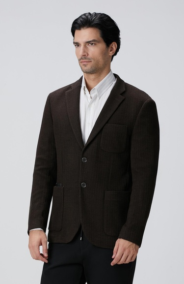  Network Erkek Kahverengi Yün Karışımlı Ceket