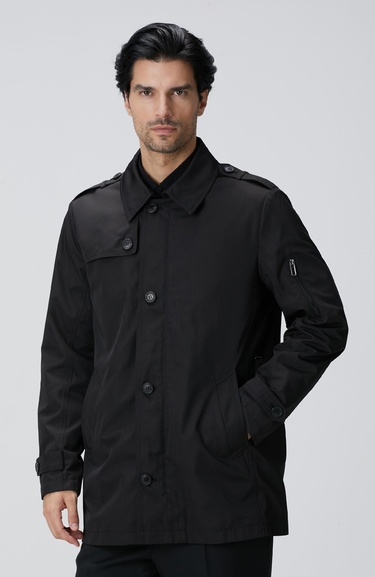  Network Erkek Siyah Trenchcoat