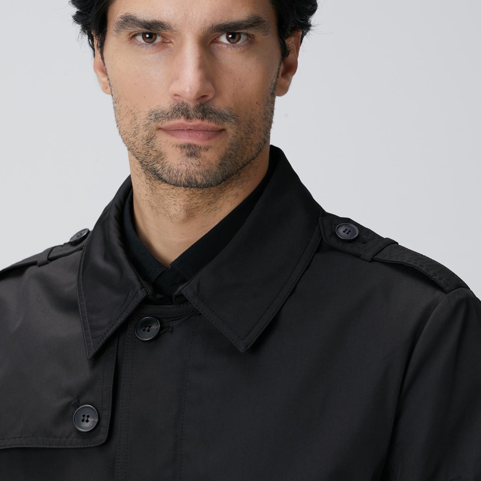 Network Erkek Siyah Trenchcoat