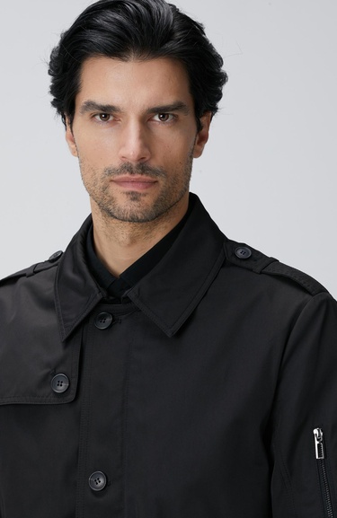  Network Erkek Siyah Trenchcoat