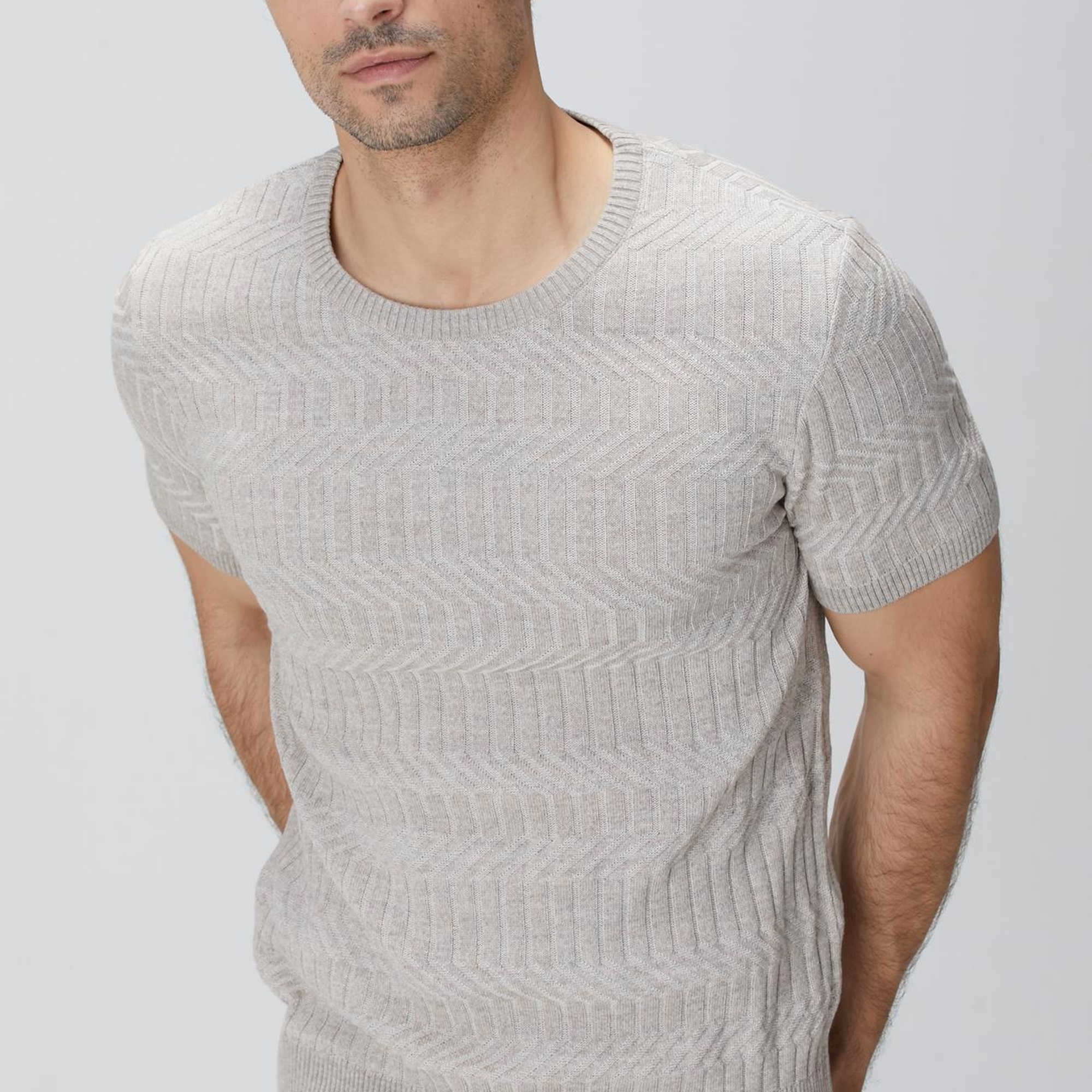 Network Erkek Bej Yün Karışımlı Kazak