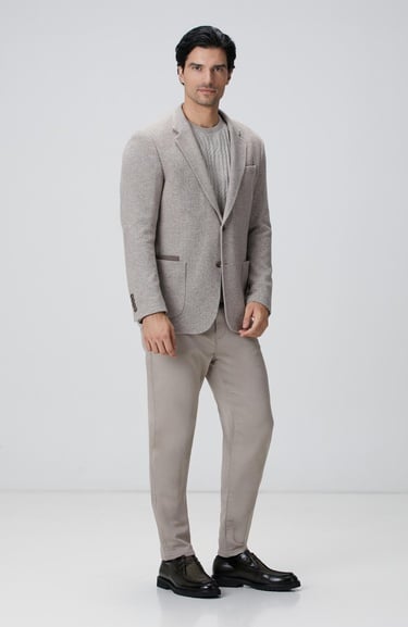  Network Erkek Bej Yün Karışımlı Kazak