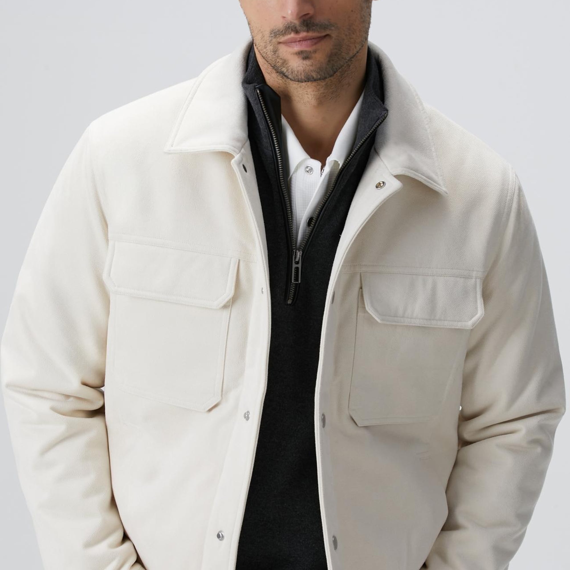 Network Erkek Kırık Beyaz Kapitoneli Bonded Mont