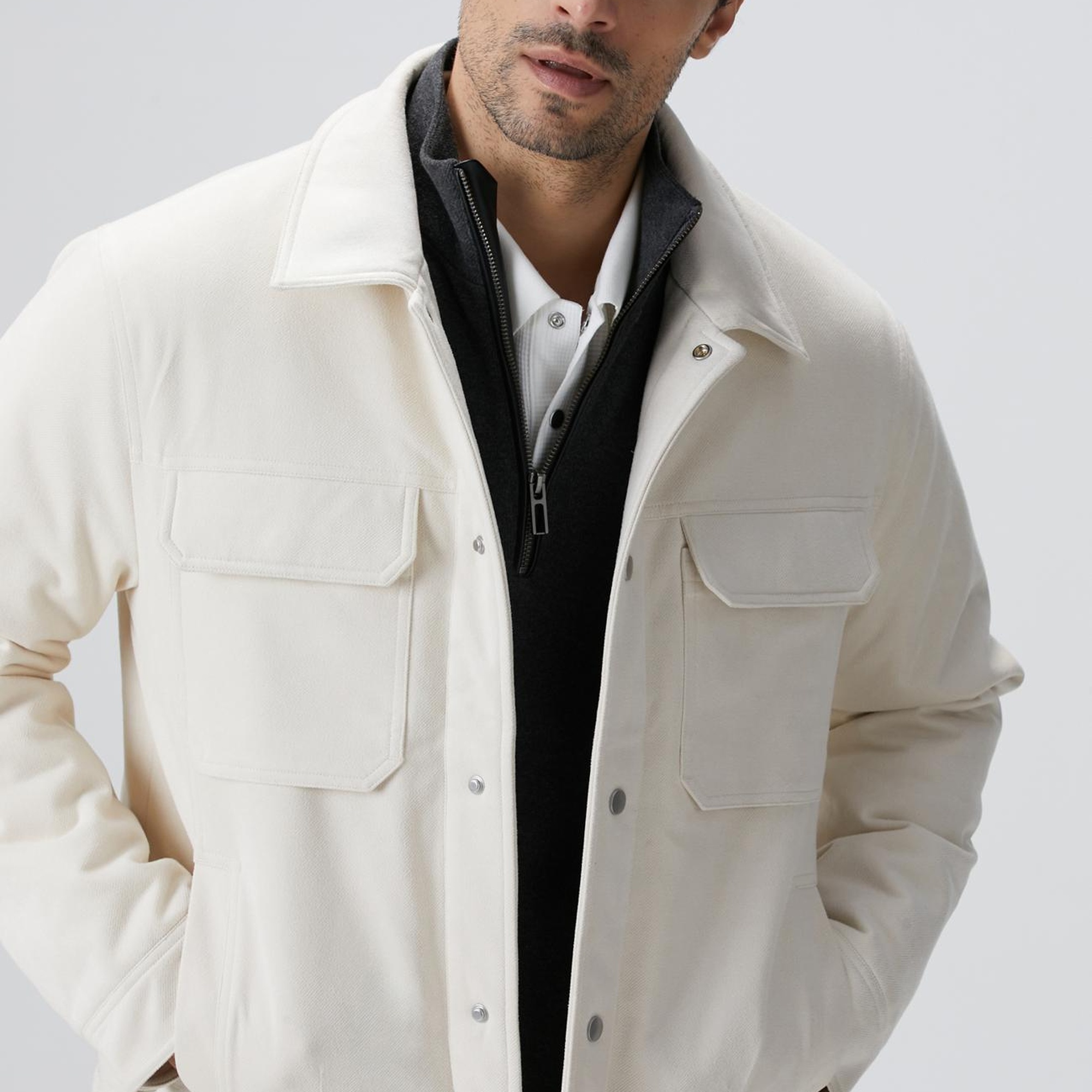 Network Erkek Kırık Beyaz Kapitoneli Bonded Mont