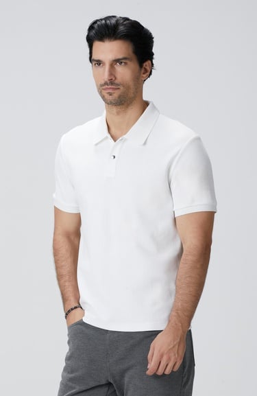  Network Erkek Beyaz Waffle Dokulu T-shirt