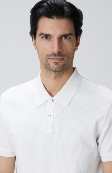  Network Erkek Beyaz Waffle Dokulu T-shirt