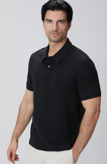  Network Erkek Siyah Waffle Dokulu T-shirt