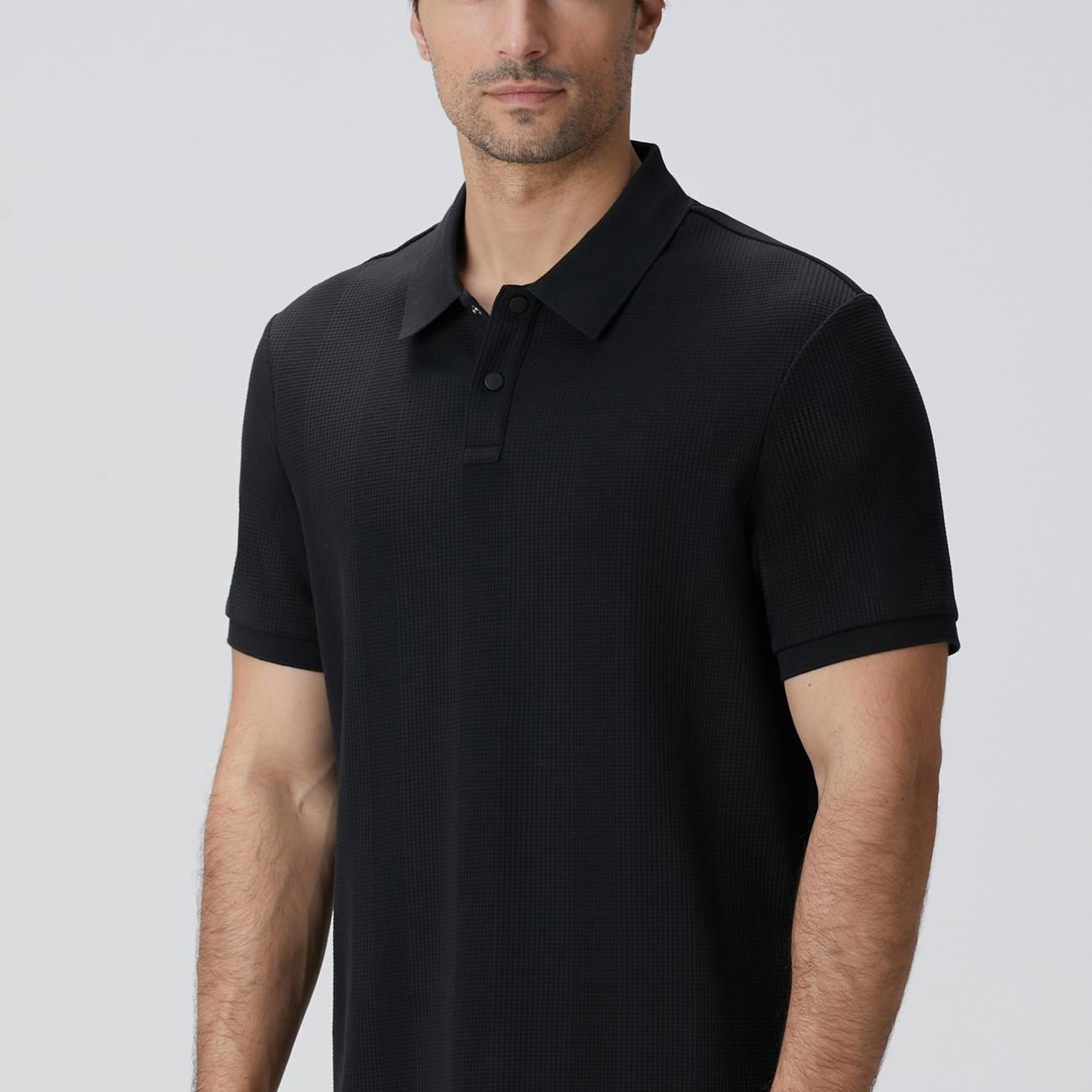 Network Erkek Siyah Waffle Dokulu T-shirt