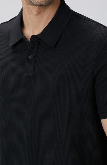  Network Erkek Siyah Waffle Dokulu T-shirt