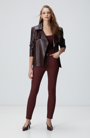  Network Kadın Bordo Denim Pantolon