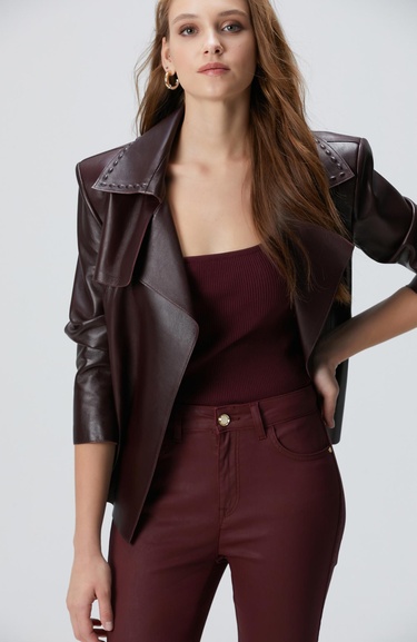  Network Kadın Bordo Denim Pantolon