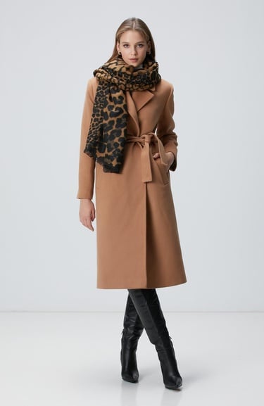  Network Kadın Camel Kaşmir ve Yün Karışımlı Palto