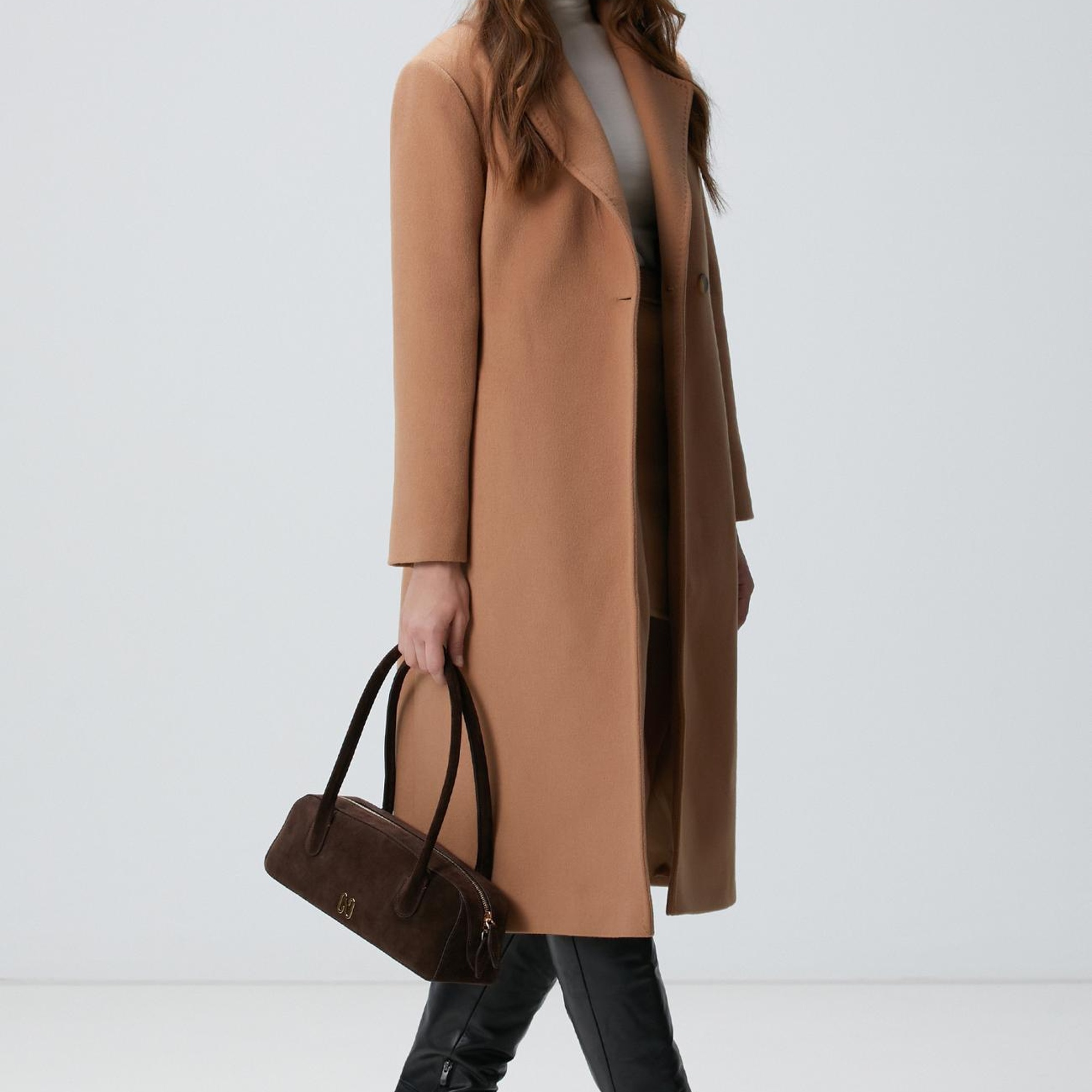 Network Kadın Camel Kaşmir ve Yün Karışımlı Palto