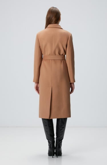  Network Kadın Camel Kaşmir ve Yün Karışımlı Palto