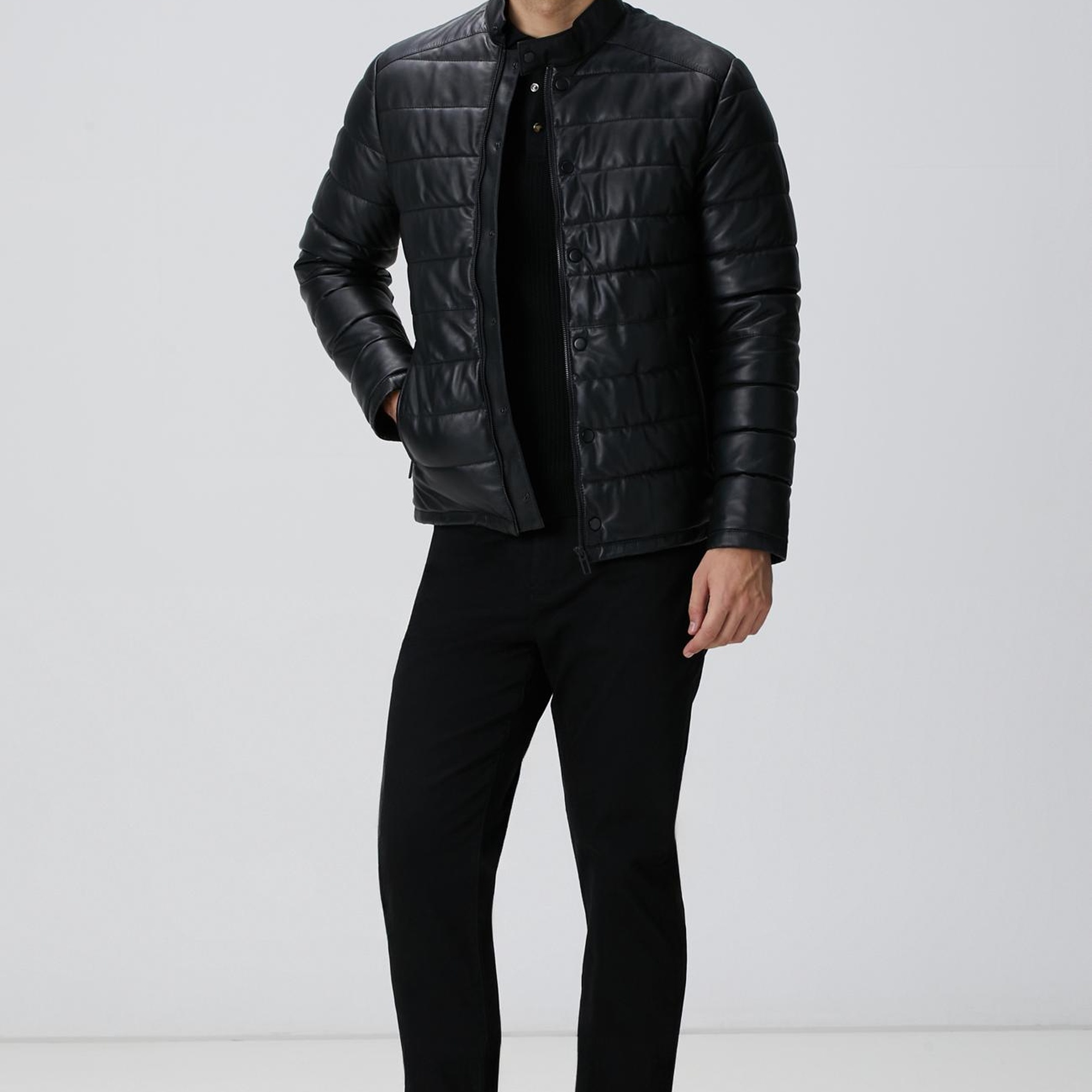 Network Erkek Siyah Polo Yaka Düğmeli Triko Kazak