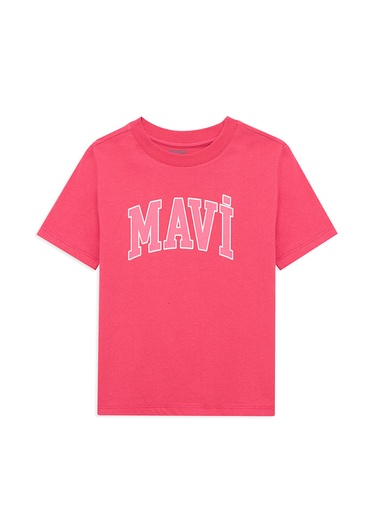  Mavi Mavi Logo Baskılı Pembe Tişört Regular Fit / Normal Kesim 7610109-71088