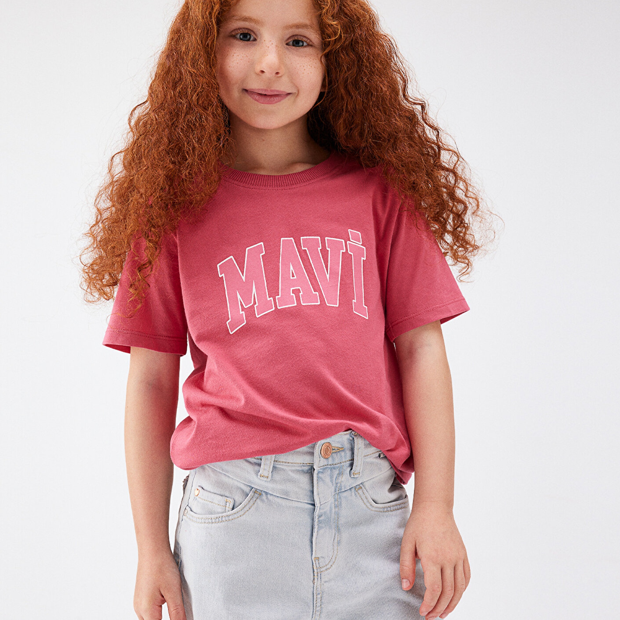 Mavi Mavi Logo Baskılı Pembe Tişört Regular Fit / Normal Kesim 7610109-71088