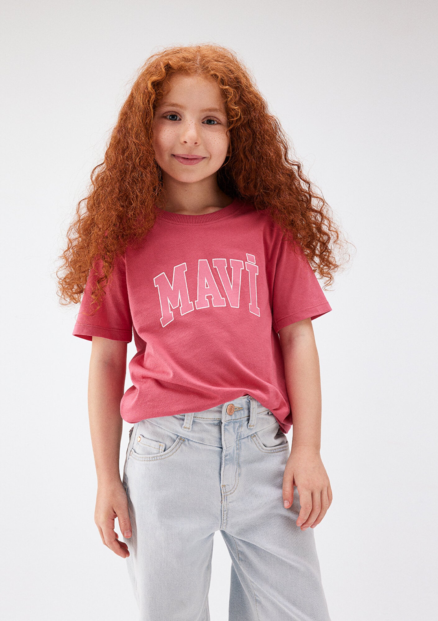  Mavi Mavi Logo Baskılı Pembe Tişört Regular Fit / Normal Kesim 7610109-71088